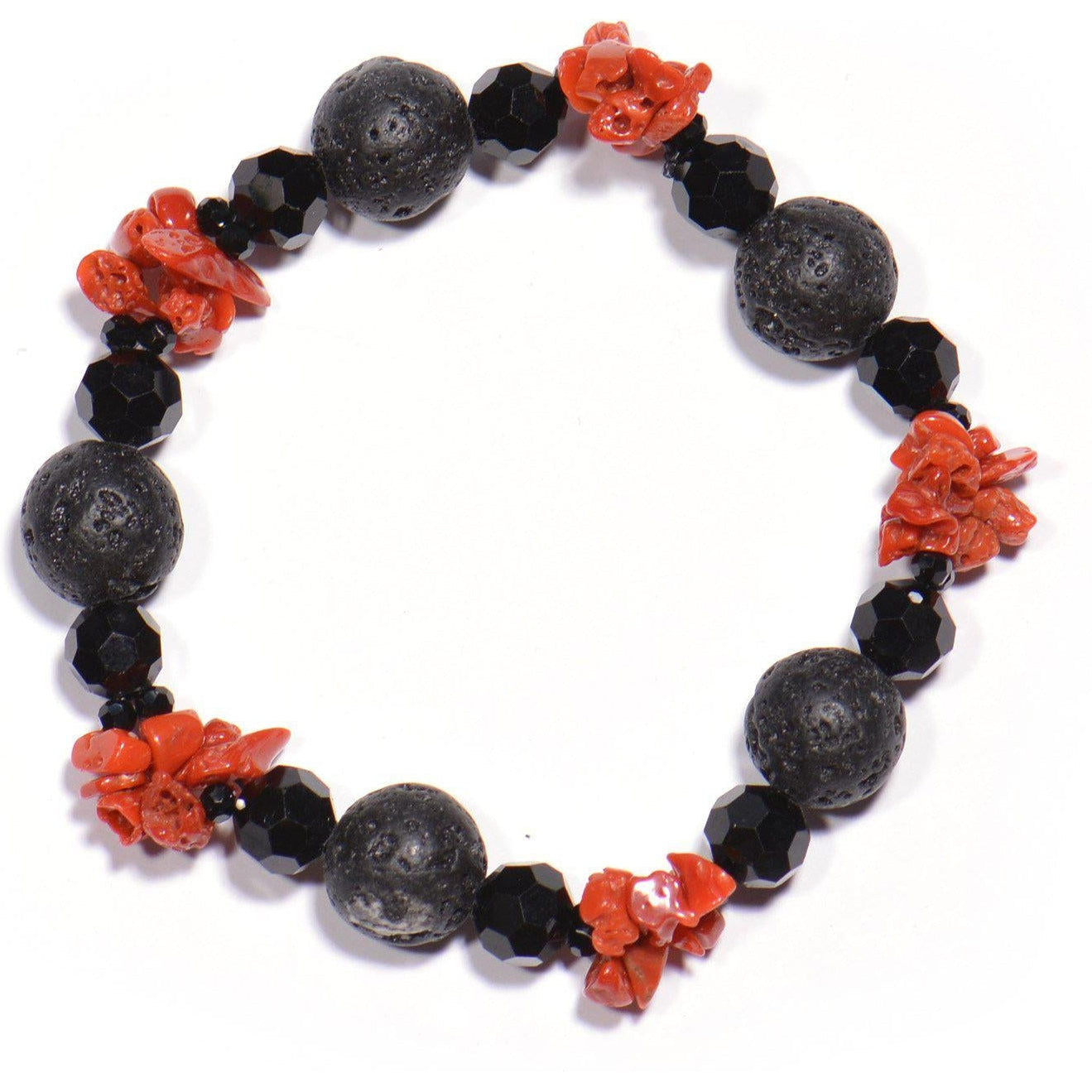 Bracciale Corallo Rosso, Pietra lavica e Onice