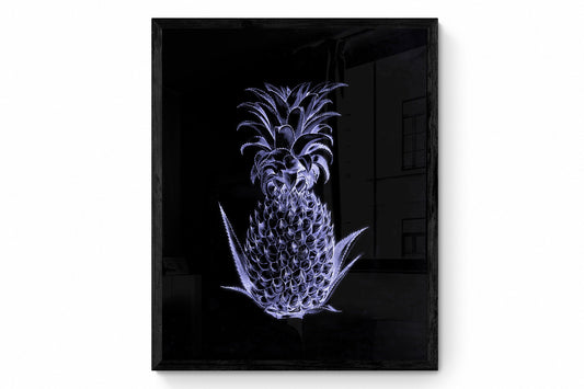 Blue Neon Pineapple Print