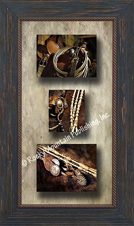 Bridle and Reins ¨C Framed Triple Canvas Art Prints by Mitchell Mansanarez