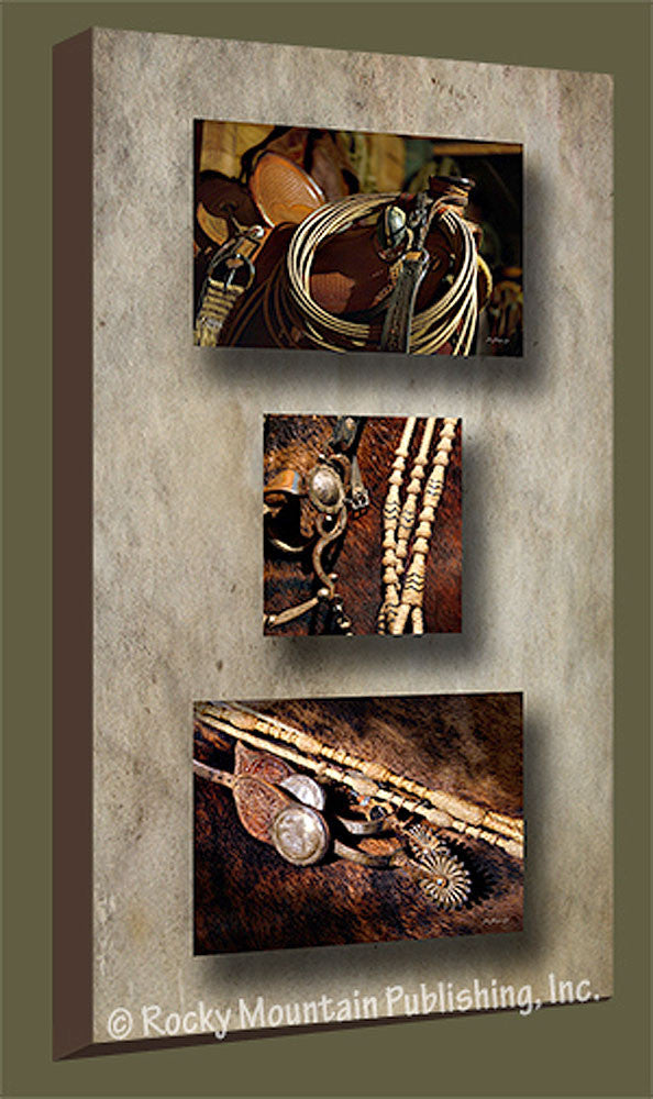 Bridle and Reins ¨C Gallery Wrapped Triple Canvas Art Prints by Mitchell Mansanarez